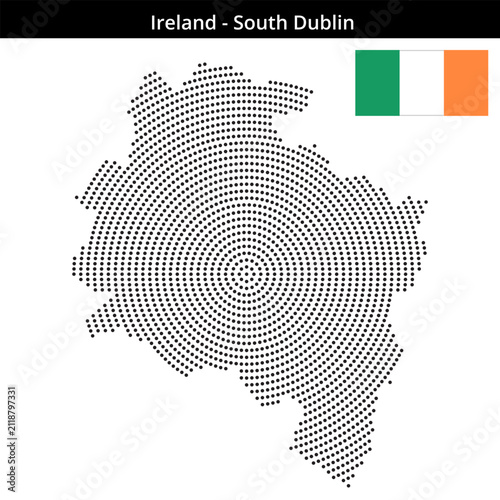 Photography Map of Ireland region South-Dublin in concentric small dots