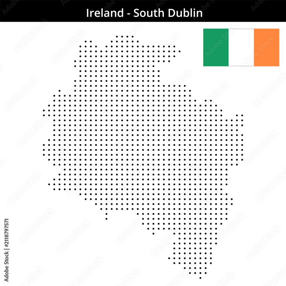 Fototapeta premium Map of Ireland region South-Dublin in small size dots