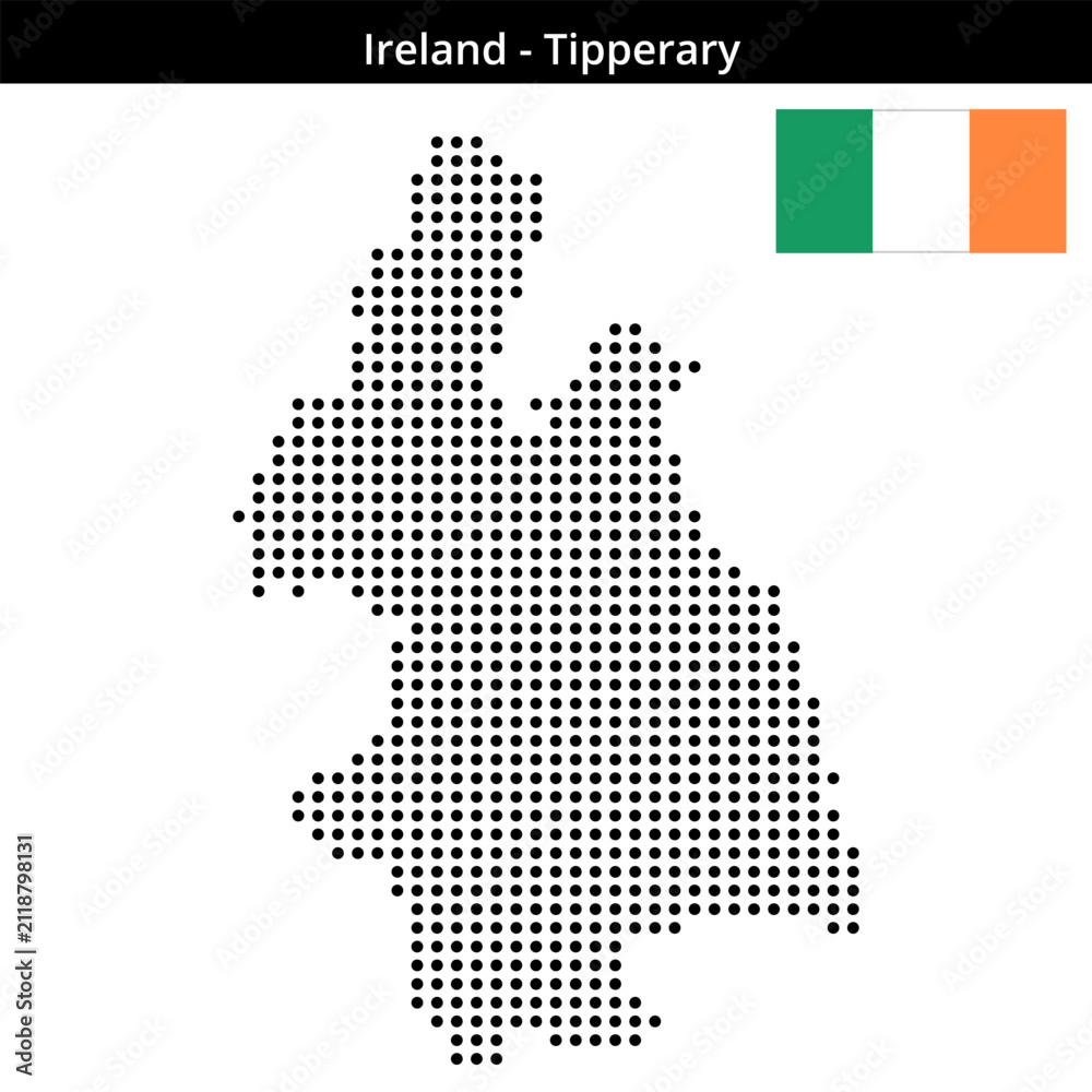 Obraz premium Map of Ireland region Tipperary in medium size dots