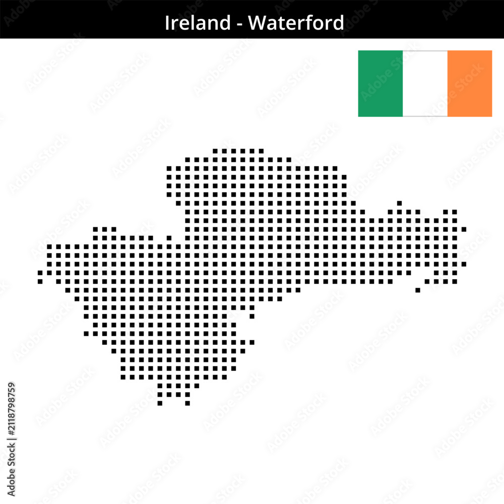 Obraz premium Map of Ireland region Waterford in medium size square dots