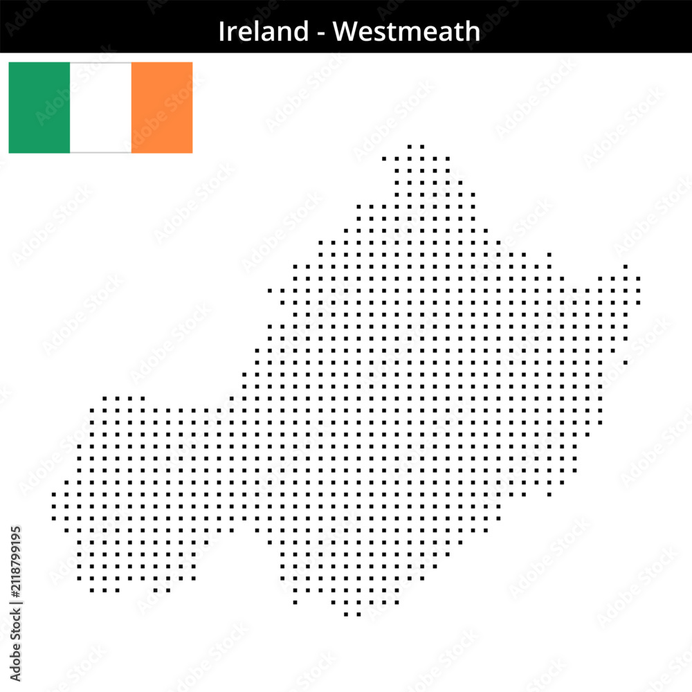 Obraz premium Map of Ireland region Westmeath in small size square dots