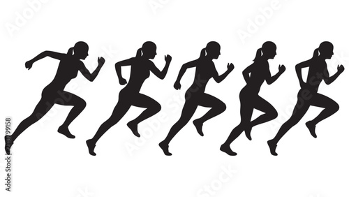 Картината върху платно Running women silhouettes against a white background a dynamic athletic composit