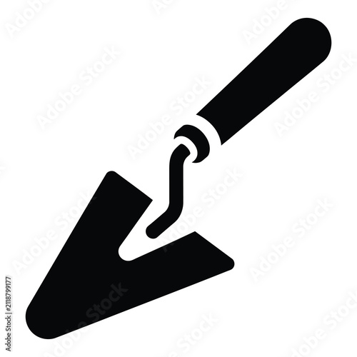 Black Trowel Icon Isolated On White Background For Design