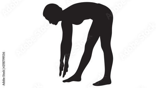 Obraz na plátne Human Silhouette Stretching Forward Black Shape On White Background figure