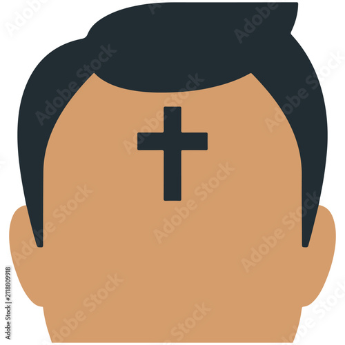 Foto Ash wednesday forehead mark cross icon with wednesday forehead religion christia
