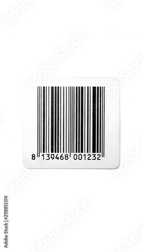 Single barcode label isolated on pure white background, essential for product identification, efficient retail scanning, and modern inventory management across various industries