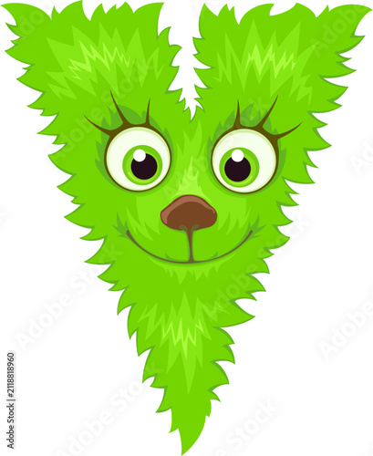 Alphabet letter V. Font of cute monster.	