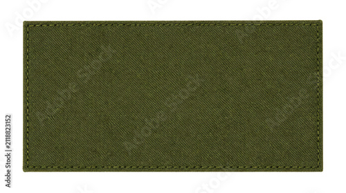 Blank green woven fabric label isolated on transparent background