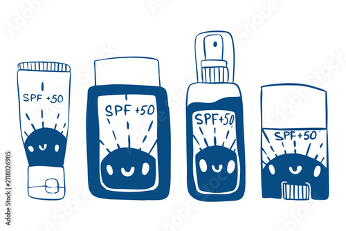 Minimalist sunscreen products illustration for summer skincare.