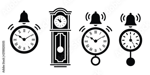 фотографія Conjunto de relojes en blanco y negro con diferentes horas