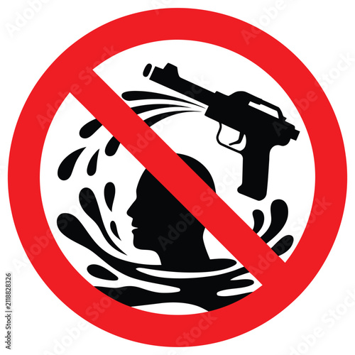 Fotografie minimalist prohibition sign with spray gun and red circle outline vector illustr