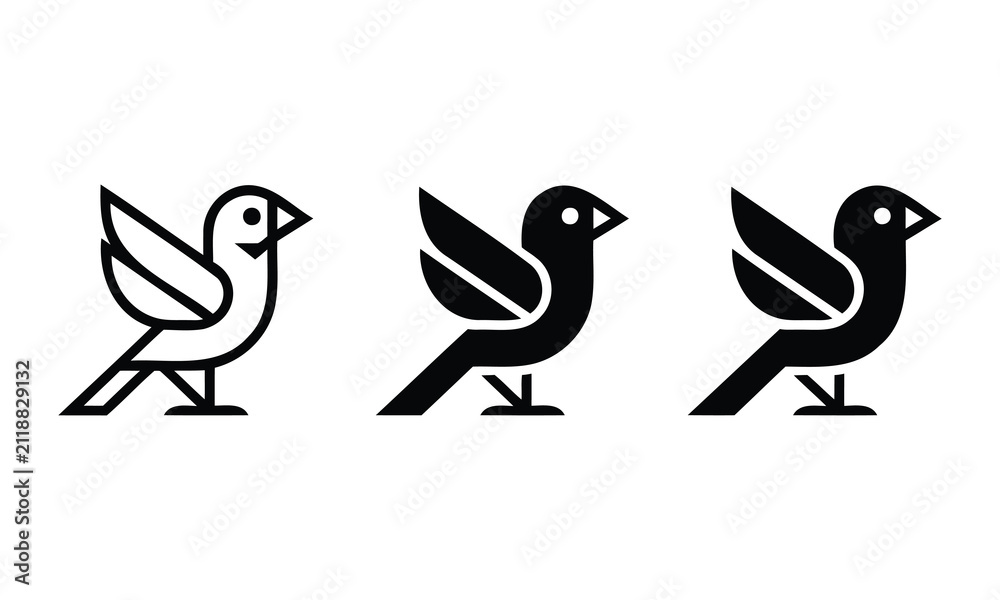 Obraz premium Bird icons in flat graphic style set with bird icon wildlife collection