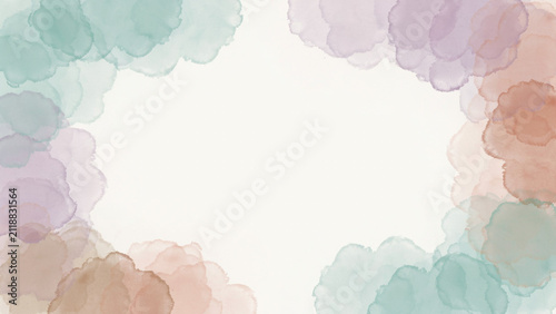 Soft watercolor washes in delicate pastel hues create an ethereal, organic frame perfect for gentle designs and creative projects