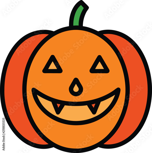 Smiling jack o lantern pumpkin face for halloween spooky celebration traditional carved gourd holiday symbol cute monster lantern design.