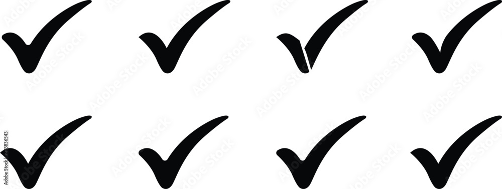 Fototapeta premium Black check mark icon symbol set. Eps symbol for website, computer, and mobile vector.