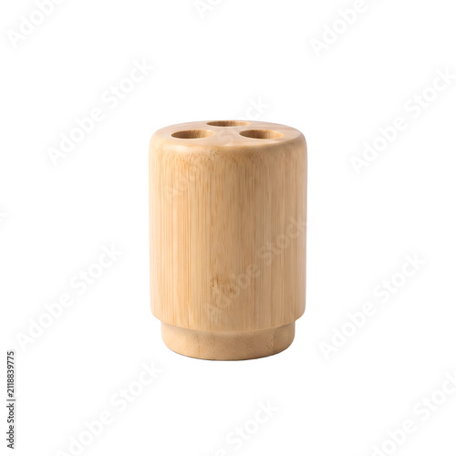 Bamboo toothbrush holder isolated on transparent background
