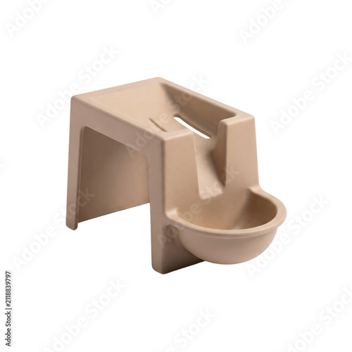 Beige ceramic pet water fountain isolated on transparent background
