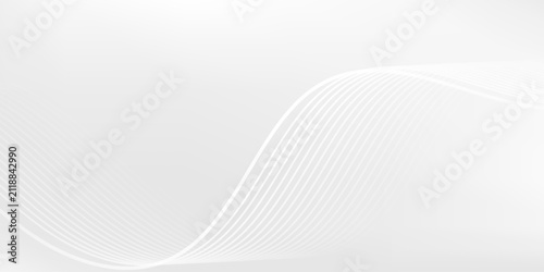 Принти на полотні Clean white and light gray abstract background with smooth dynamic wave lines fo