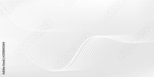 Cuadro en lienzo Clean white and light gray abstract background with smooth dynamic wave lines fo