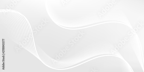 Fotografía Clean white and light gray abstract background with smooth dynamic wave lines fo