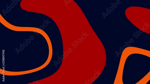 A modern abstract background featuring vibrant red and orange organic fluid shapes over a dark navy black backdrop, perfect for presentations and motion graphics.