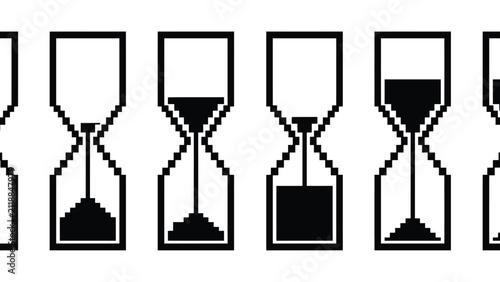 Fotografie Reloj de arena pixelado que muestra las diferentes etapas del paso del tiempo