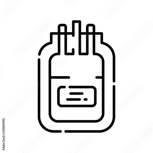 Minimal blood bag icon in outline style. Editable stroke vector illustration suitable for healthcare