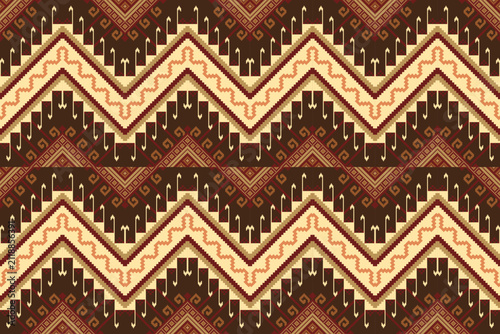 Tribal geometric chevron seamless pattern in brown tone. Native American ethnic vector background for textile, fashion design, rug, home decor, wrapping, digital print, rug, carpet, bedsheet, curtain.