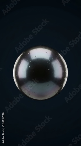 Highly reflective dark sphere surface macro photography with water droplet effects glossy glass reflection closeup abstract liquid texture