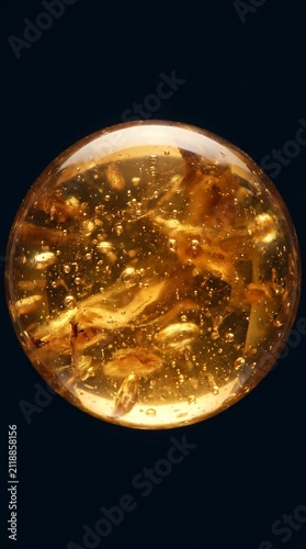 Molten golden amber liquid flowing with bubbles abstract close up macro texture and heat visualization