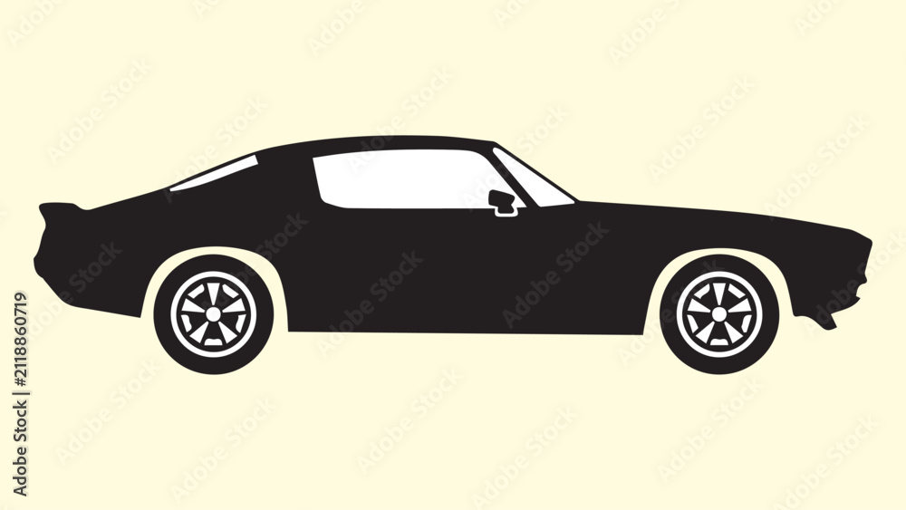 Fototapeta premium Muscle Car Silhouette Isolated