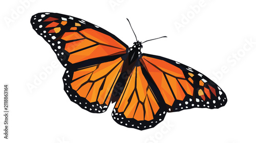 Stunning Geometric Low Poly Monarch Butterfly Vector Art with Vibrant Orange Wings Isolated on a White Background
