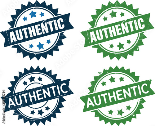 Foto Authentic stamps with star motifs confirm the validity of various products and official documents today