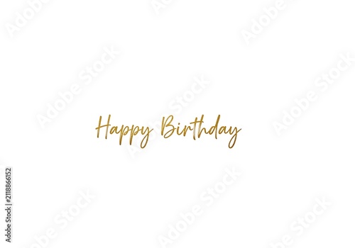 Happy birthday handwritten text in gold