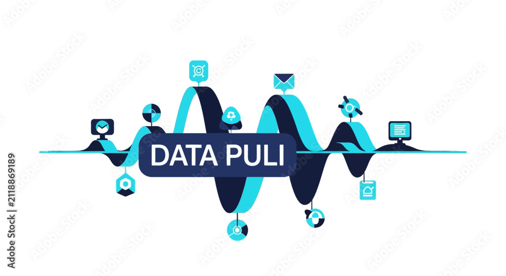 Naklejka premium Abstract Digital Data Pulse and Signal Analytics Vector Illustration for Information Flow