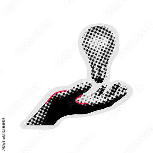 Halftone Style Hand Pointing Illustration