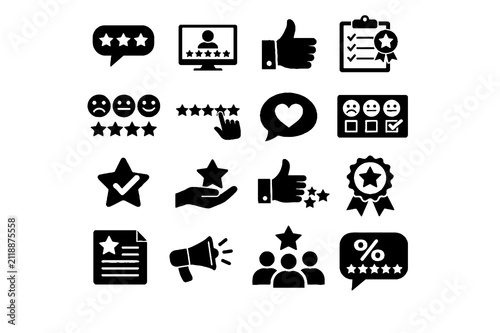 Obraz na płótnie Customer Feedback Icons Set – Reviews, Ratings and Testimonials