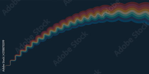 Abstract colorful 70s background vector. Vintage retro style wallpaper with lines, rainbow wavy stripes. 1970 color illustration design suitable for poster, banner, decorative, wall art.