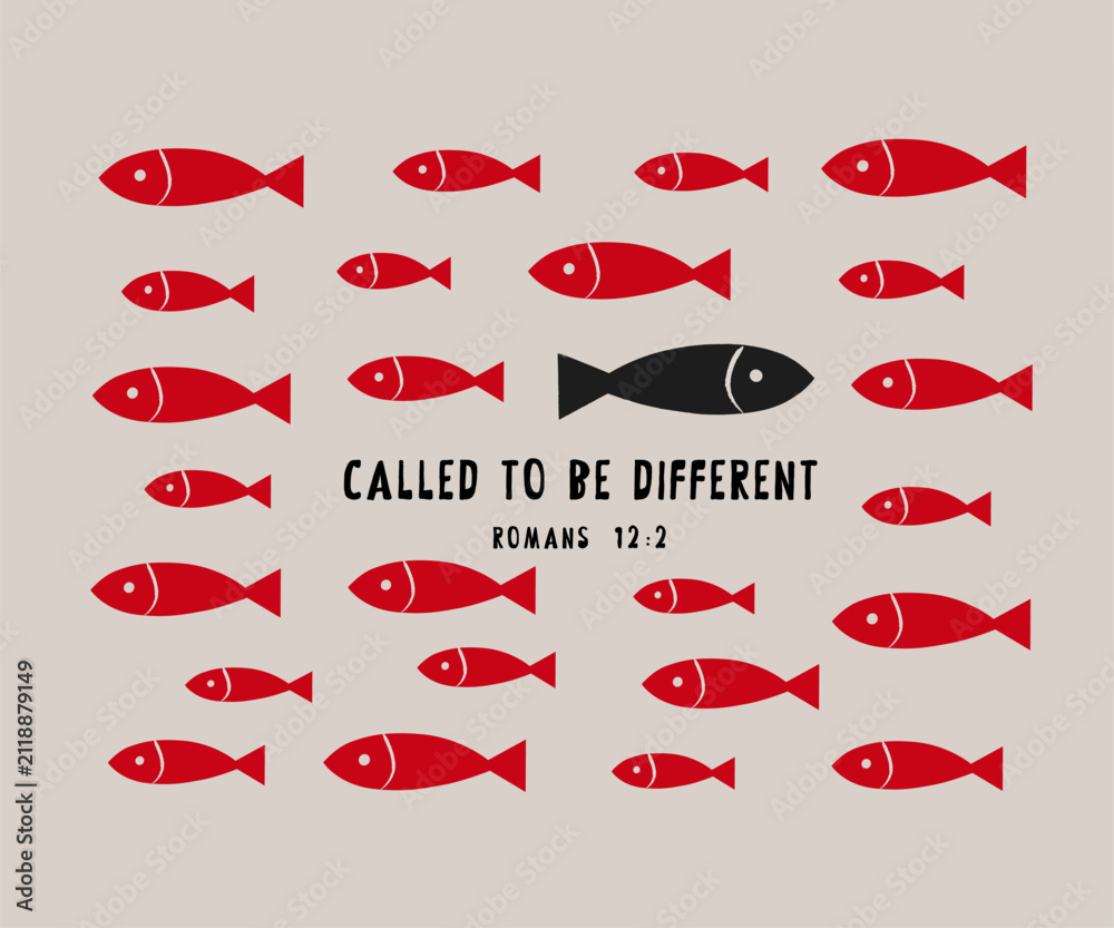 Fototapeta premium Called to be different, Romans 12 2 Christian t shirt design. Vector design based on bible verse - “Do not conform to the pattern of this world...