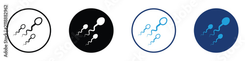 Sperm cell icon in line and glyph style. Male fertility, reproductive health and human sperm vector symbol isolated on transparent background