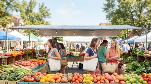 People Shopping at a Summer Bank Holiday Farmers Market