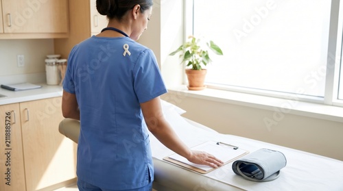 Nurse with Awareness Ribbon for World Lungs Day
