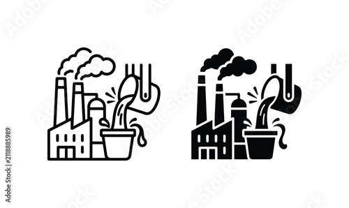 Foto Industrial Foundry Icons: Metal Casting, Factory Production, and Manufacturing P