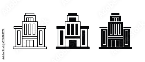 Government Building Icons, Civic Architecture Symbols, Public Institution Vector Graphics, Classic Facade Designs, Official Structure Illustrations