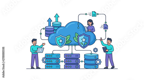 Cloud Reliability and High Availability Backup Systems Editable Vector Design