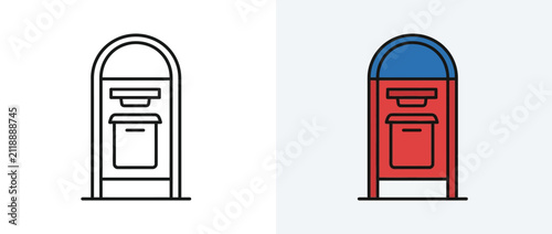 Minimalist Vector Illustration of a Classic Metal Mailbox Icon