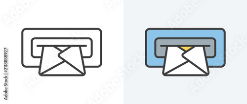 Vector line icon of a letter being mailed