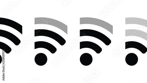 фотографія Conjunto de cuatro indicadores de intensidad de señal Wi-Fi que muestran diferen