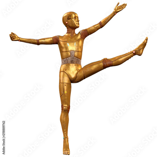 3D Rendering Male Robot on White