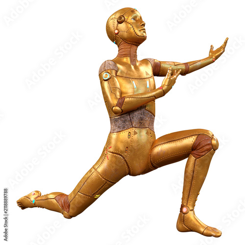 3D Rendering Male Robot on White